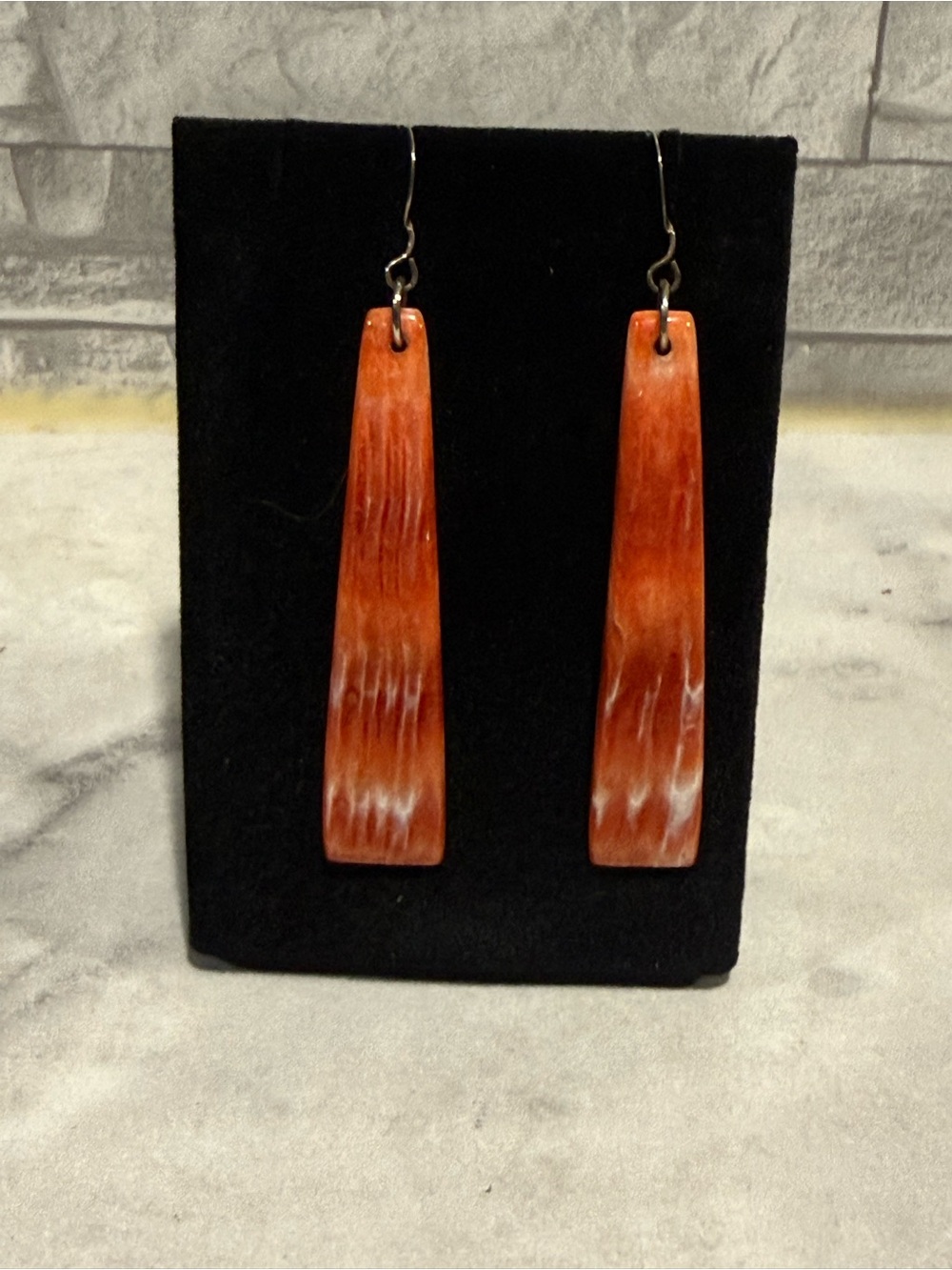 Authentic Native American Spiny Oyster Drop Earrings - Women Jewelry - Picture 4 of 4